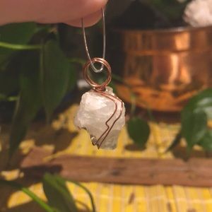White Quartz Wire Wrapped Pendant Witchy Necklace Fairy Stone for Mindfulness